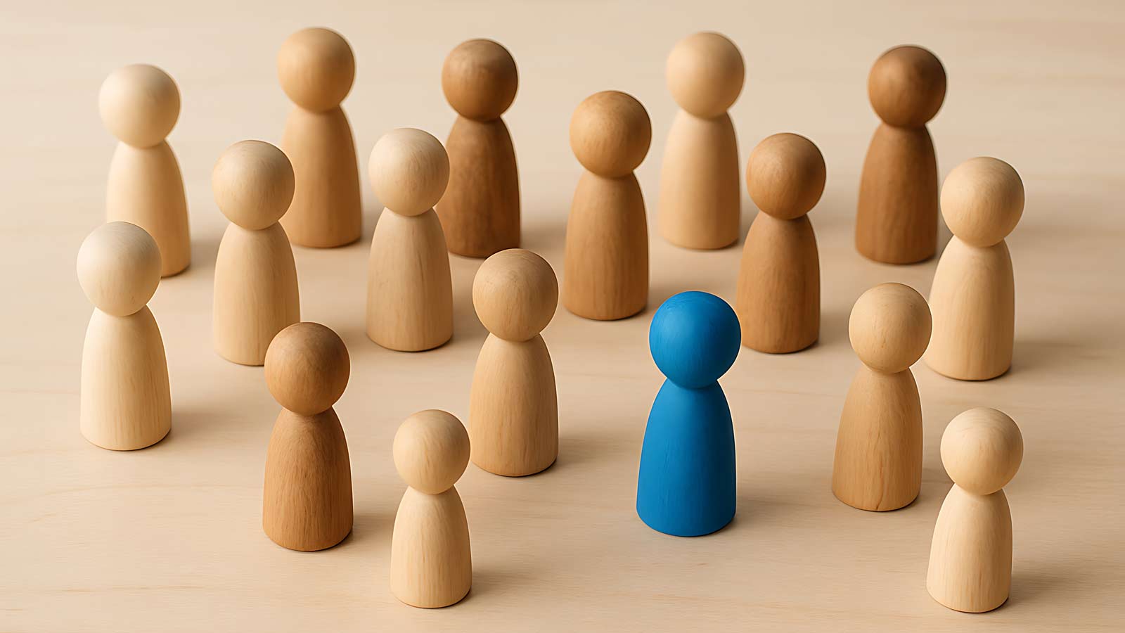 Democracy One Vote Image Image featuring wood figurines one is blue the rest are a light brown color